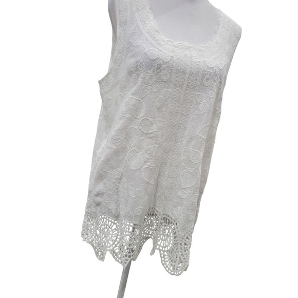 RD & Koko Embroidered Coastal Boho Lightweight Tank Top Size Large White - Picture 10 of 14